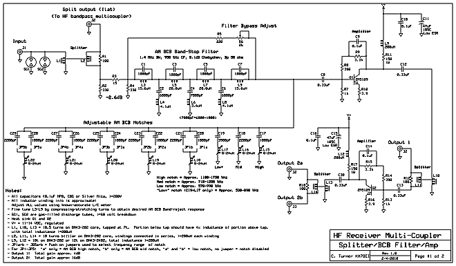 The AM BCB filter/splitter module schematic